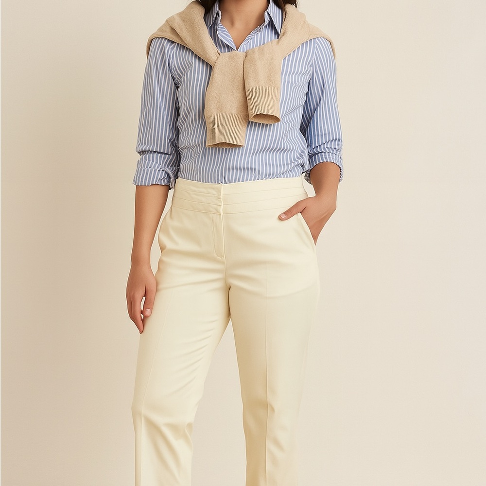 Banana Republic Cream Straight-Leg Pants
